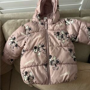 H&M Kids Puffer Jacket - Pink with Minnie Mouse